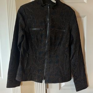 Women’s animal print black and brown cache M zip up jacket
